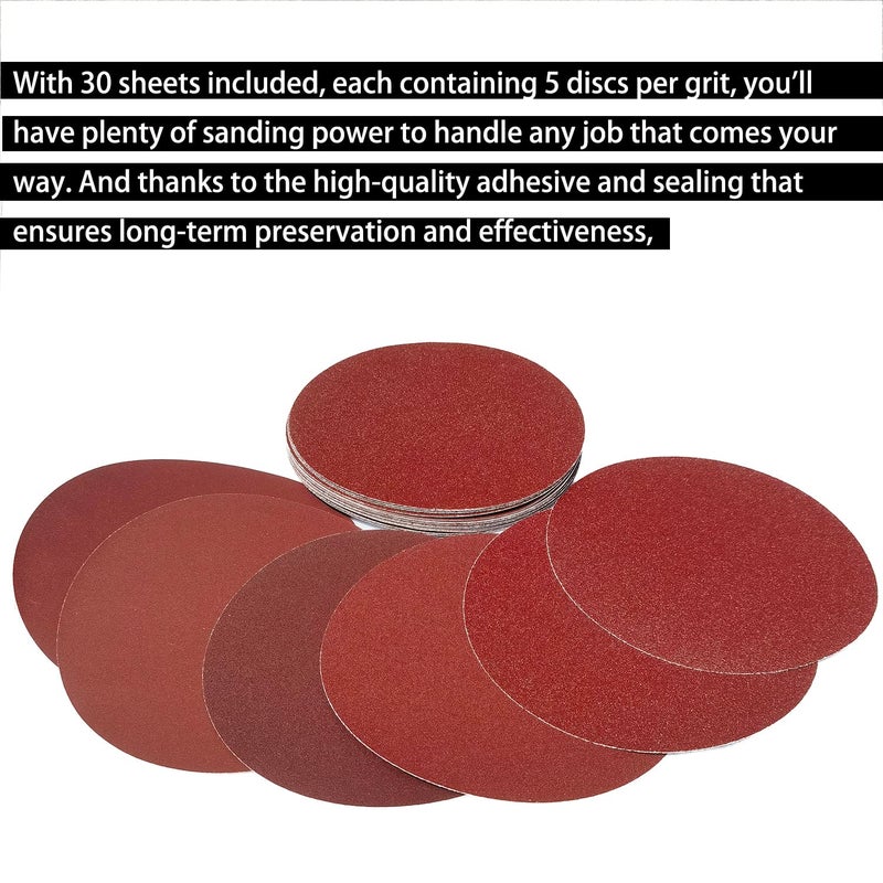 SACKORANGE 30 PCS 9 Inch PSA Sanding Discs Set- 80, 100, 120, 180, 240, 400 Grit -9" Self Adhesive Stickyback Aluminum Oxide Sandpaper Discs for Drywall, Floor, Woodworking, Metal Sanding - Image 5